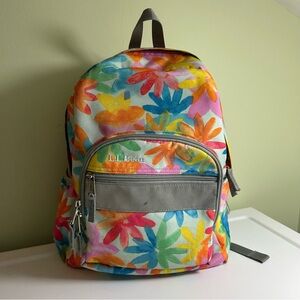 L.L. Bean Junior Original Book Pack Flower Power Floral Print Reflective Tape